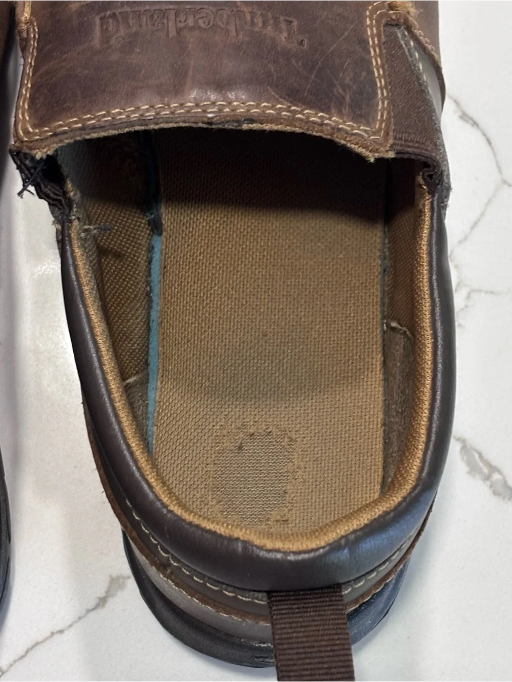 Timberland Brown Leather Big Boys Slip-On Loafers Non Marking Sole Kids Size 6